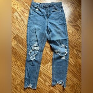 American Eagle Outfitters Blue Distressed Skinny Jeans